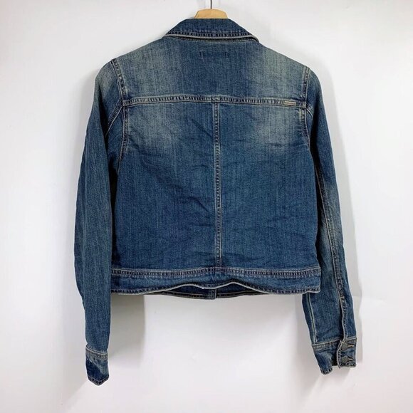 PrAna Women's Dree Blue Jean Denim Button Front Trucker Jacket Size S - Picture 2 of 11